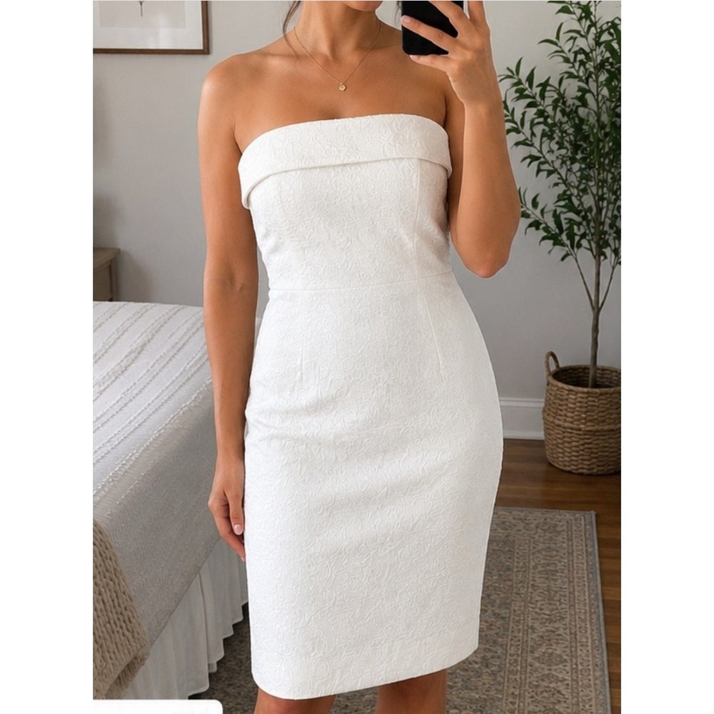 white house black market bridal dresses | | Whbm Jacquard Strapless Dress 6 White Nwt Wedding Cocktail Midi Evening gown